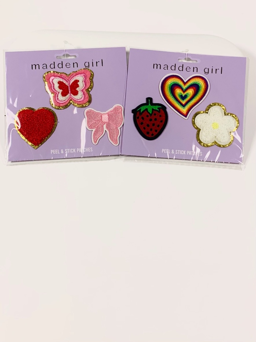 Madden Girl Textured Peel Stick Patches Heart Bow Butterfly Strawberry Pink Red